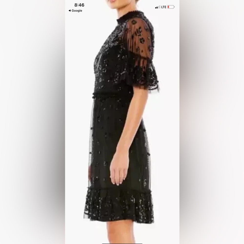 Mac Duggal Black Sequin Long Sleeve Dress - Picture 2 of 5